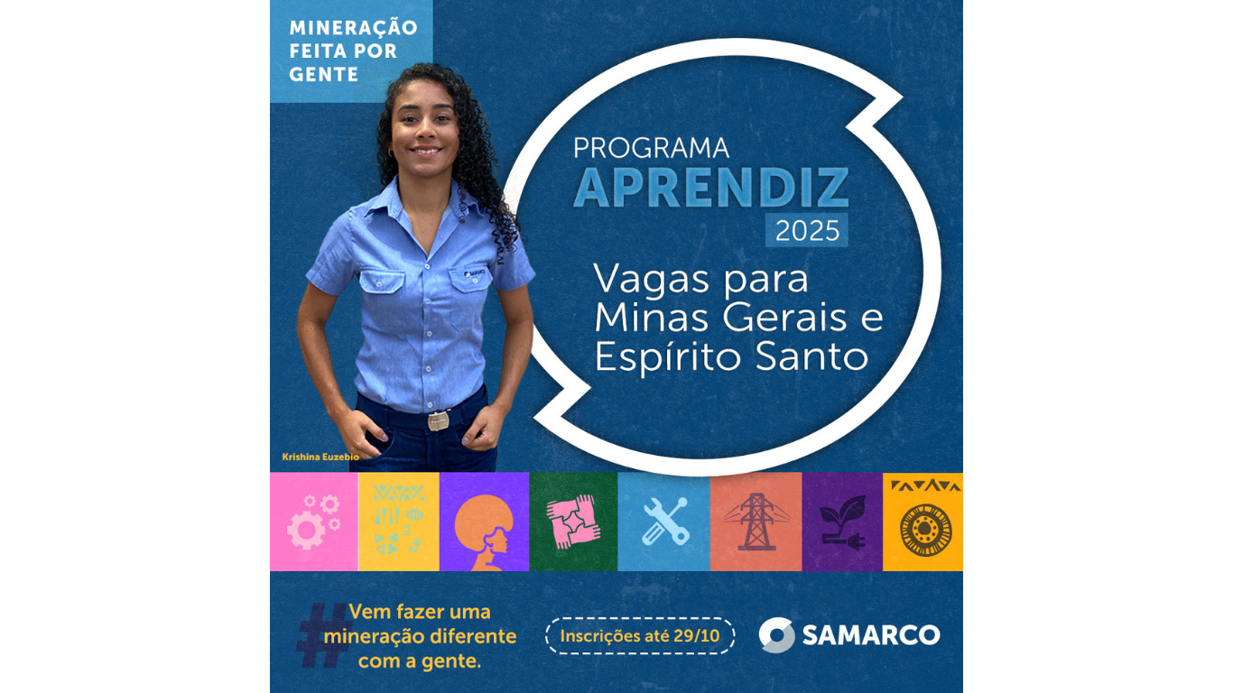 Programa Aprendiz 2025 da Samarco está com inscrições abertas até 29 de outubro